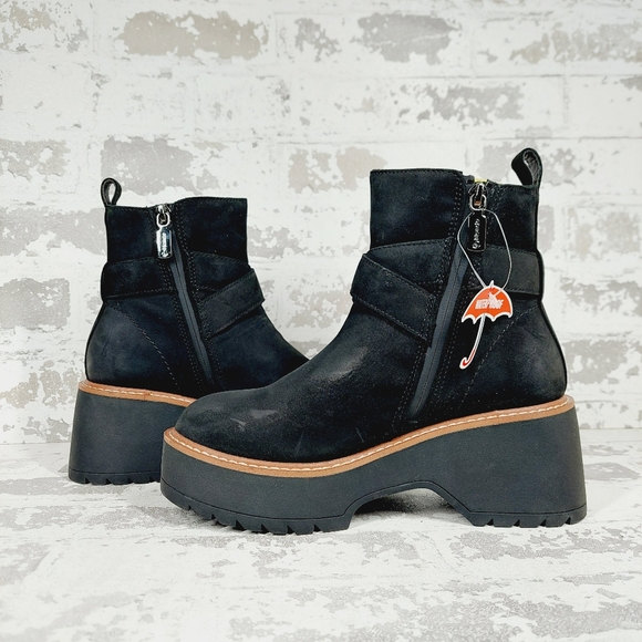 NEW Blondo Giovanni Waterproof Black Nubuck Leather Chunky Ankle Boots E416 - Picture 4 of 12